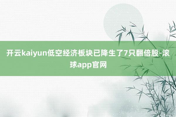 开云kaiyun低空经济板块已降生了7只翻倍股-滚球app官网