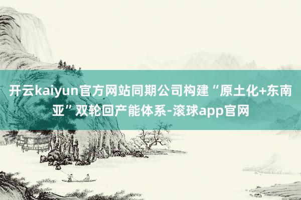 开云kaiyun官方网站同期公司构建“原土化+东南亚”双轮回产能体系-滚球app官网