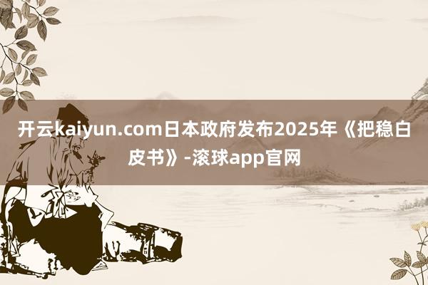开云kaiyun.com日本政府发布2025年《把稳白皮书》-滚球app官网