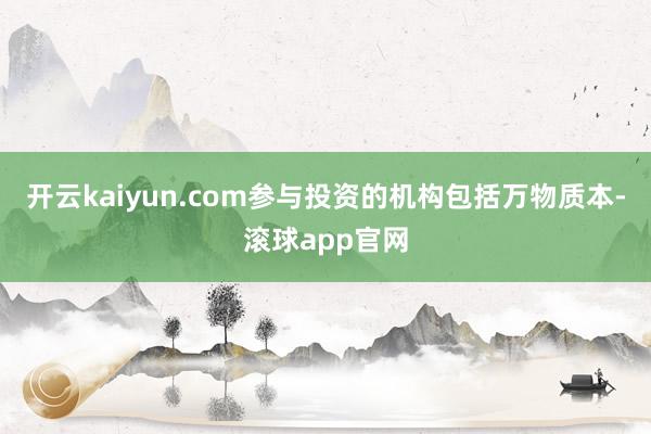 开云kaiyun.com参与投资的机构包括万物质本-滚球app官网