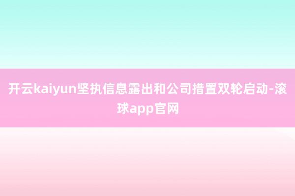 开云kaiyun坚执信息露出和公司措置双轮启动-滚球app官网