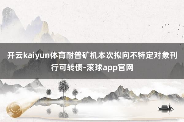 开云kaiyun体育　　耐普矿机本次拟向不特定对象刊行可转债-滚球app官网