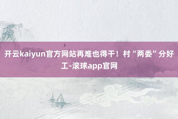 开云kaiyun官方网站再难也得干！村“两委”分好工-滚球app官网