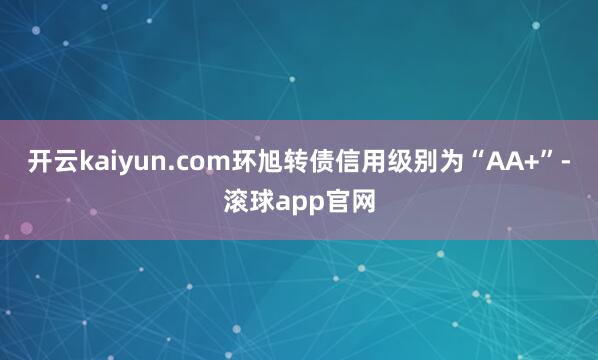 开云kaiyun.com环旭转债信用级别为“AA+”-滚球app官网