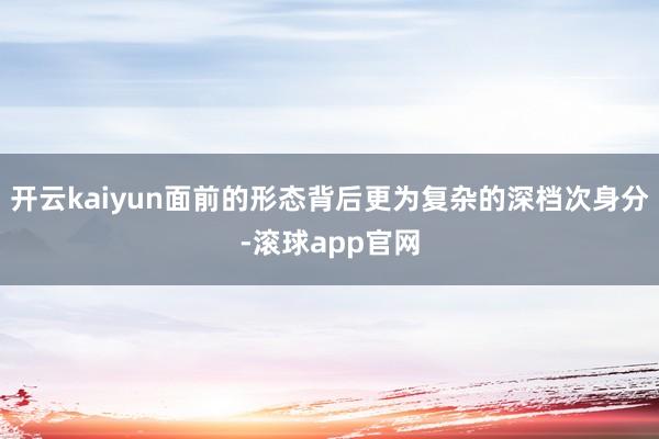 开云kaiyun面前的形态背后更为复杂的深档次身分-滚球app官网