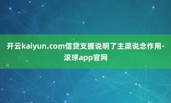 开云kaiyun.com信贷支握说明了主渠说念作用-滚球app官网